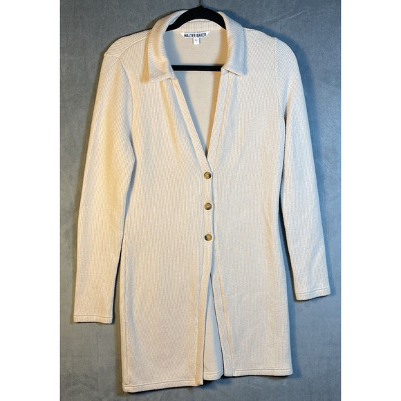 Walter Baker Sweaters - Walter Baker Hendrix Ribbed Knit Collared Long Cardigan Sweater‎ Large